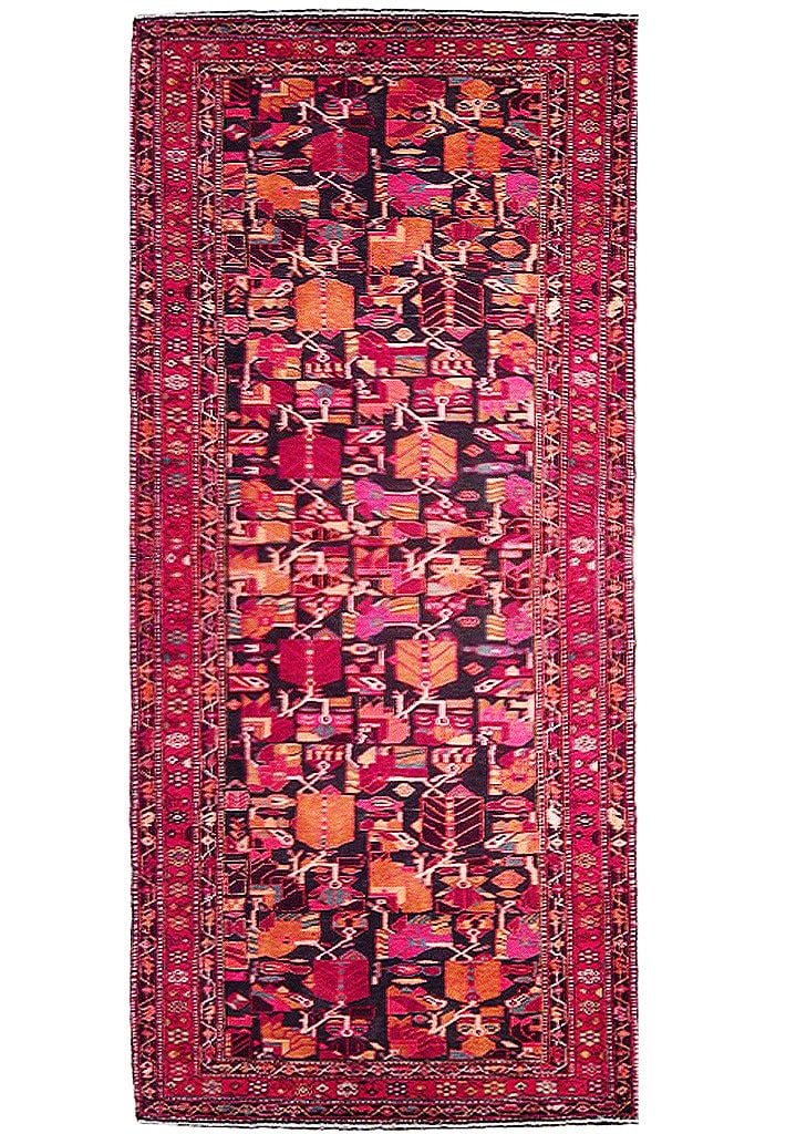 Handmade 4 x 13 Persian Hamadan Runner Rug in Dark Pink: Handmade 4 x 13 Persian Hamadan Runner Rug in Dark Pink This stunning 4 x 13 Darkish Pink Semi-Antique Persian Hamadan Runner Rug is a beautiful addition to any space. Handcrafted in Iran, this rug sh