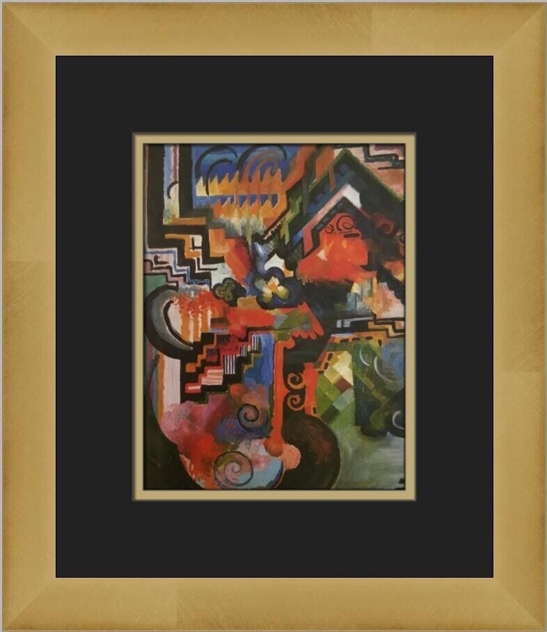 August Macke Coloured Composition Impressionist Print Framed 14x12: August Macke Coloured Composition Impressionist Print Framed 14x12 This custom framed print features the artwork "Coloured Composition" by artist August Macke, showcasing a stunning example of Impress