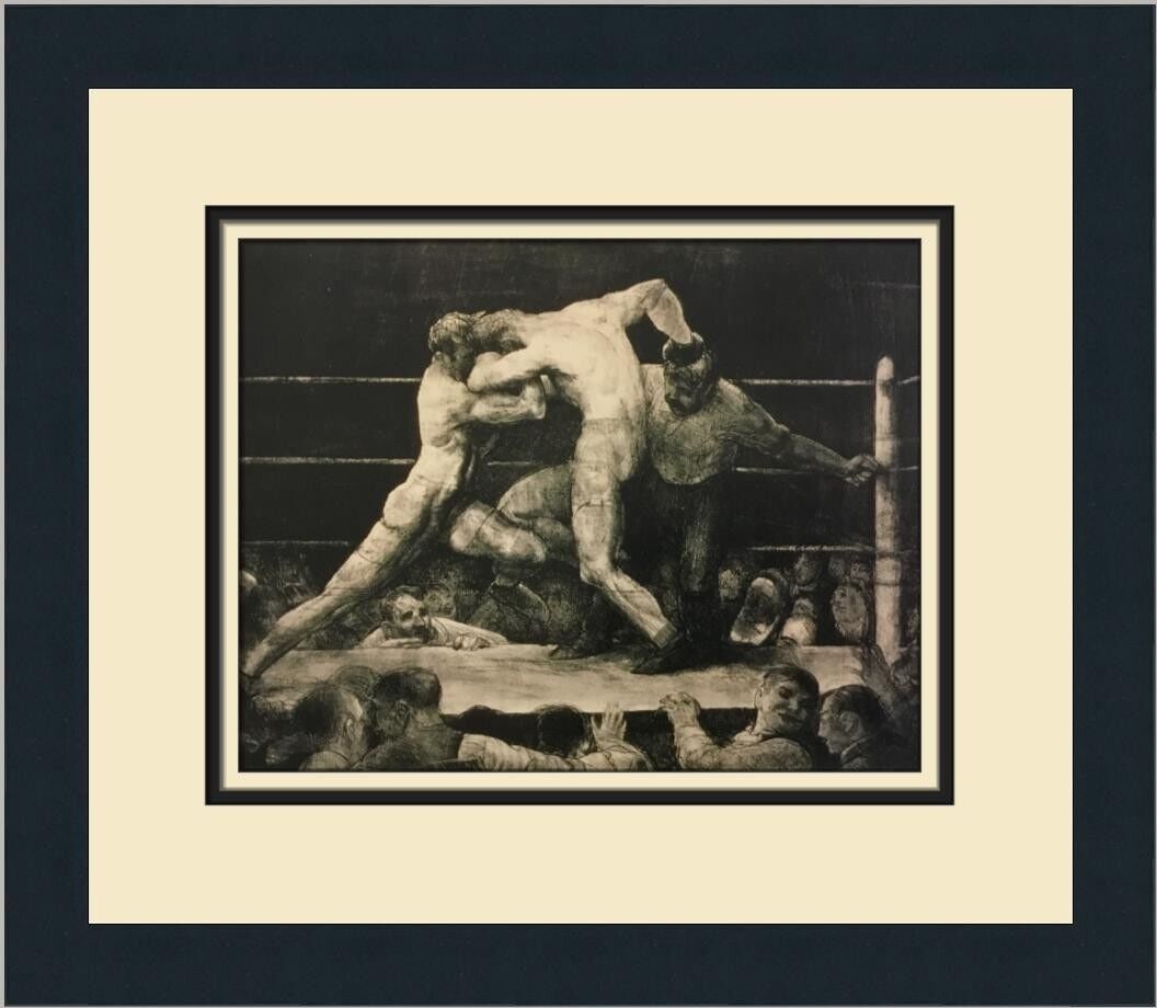 George Wesley Bellows Stag at Sharkey's Framed Art Print 15x13: George Wesley Bellows Stag at Sharkey's Framed Art Print 15x13 This custom framed print titled "Stag at Sharkey's" by artist George Wesley Bellows captures the essence of Abstract Expressionism and Im
