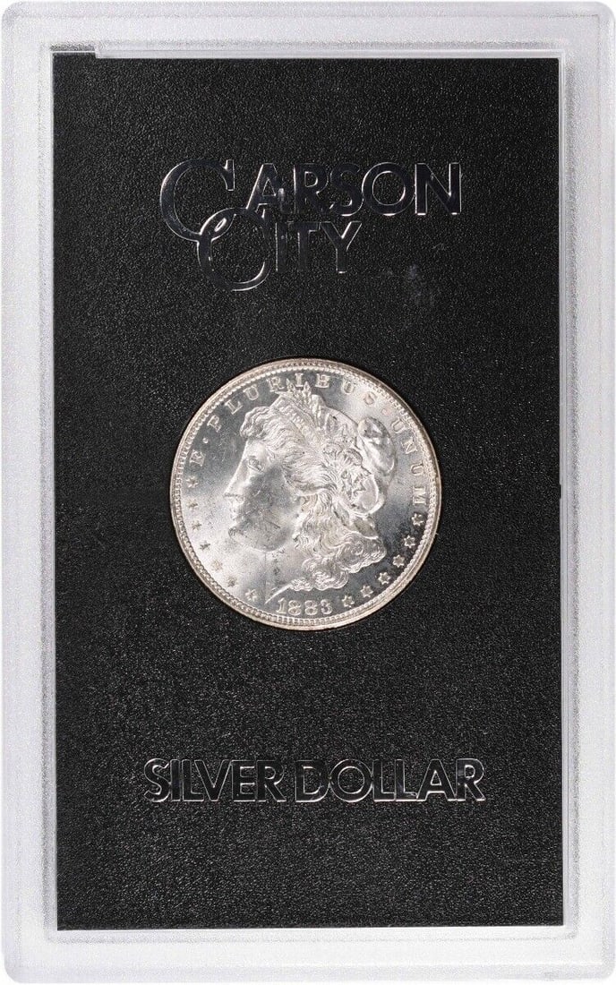 1883-CC Morgan Silver Dollar Uncirculated in GSA Holder: 1883-CC Morgan Silver Dollar Uncirculated in GSA Holder This 1883-CC Morgan Silver Dollar is presented in a Brilliant Uncirculated condition and housed in a GSA Holder Hard Pack #835. It is an uncircu