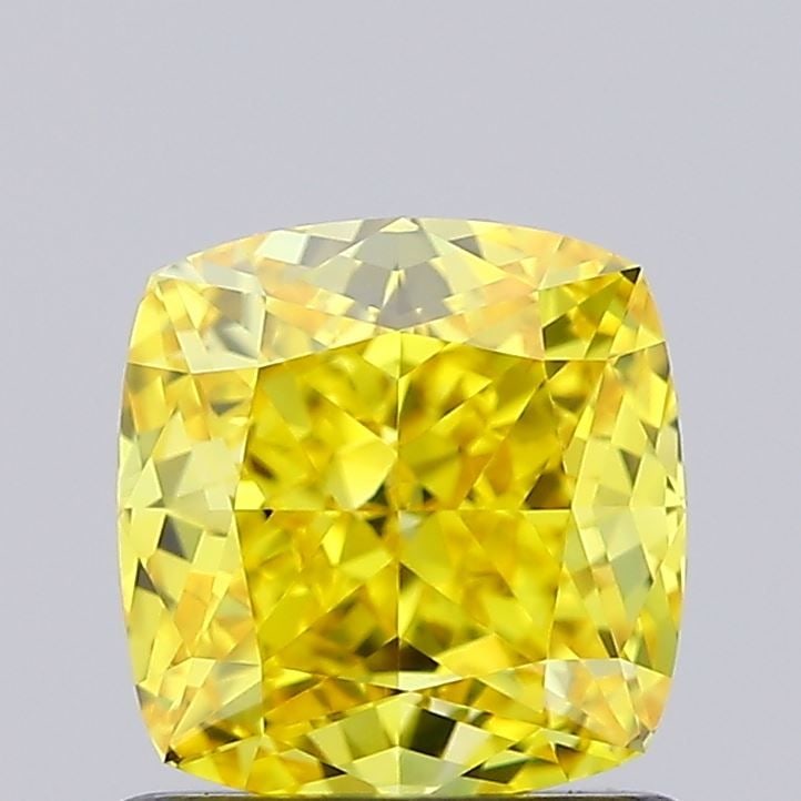 Loose Diamond - CUSHION BRILLIANT 1.01ct Fancy Vivid Yellow VVS1: Loose Diamond - CUSHION BRILLIANT 1.01ct Fancy Vivid Yellow VVS1 Source: This is a real non-mined Diamond that has been grown in a lab Shape: CUSHION BRILLIANT Carats: 1.01 Color: Fancy Vivid Yellow C