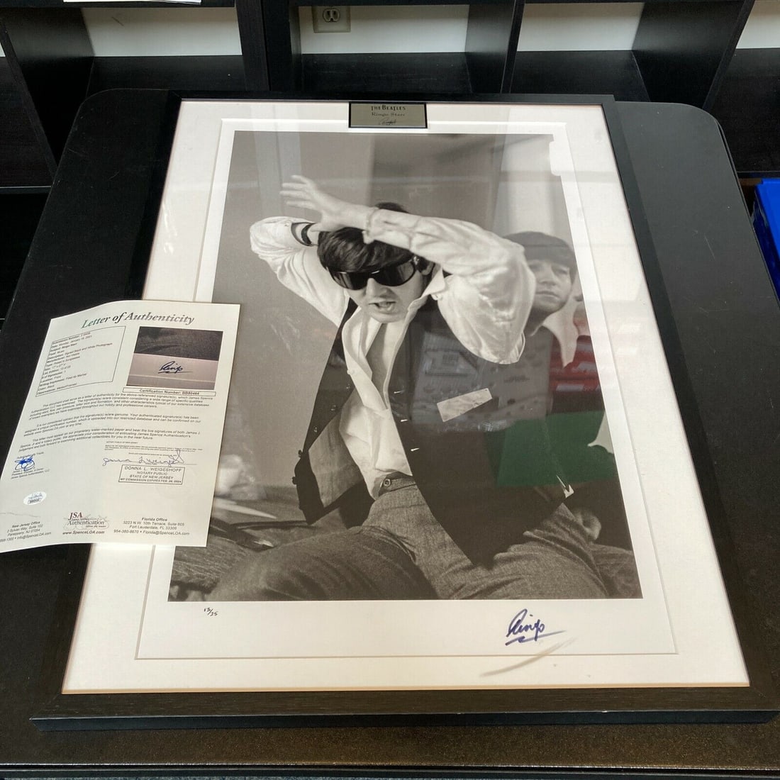 Ringo Starr Limited Edition Signed Photo 17 inches x 27 inches JSA Certified 13 of 25: Ringo Starr Limited Edition Signed Photo 17 inches x 27 inches JSA Certified 13 of 25 This is a beautiful large photograph of Ringo Starr, measuring 17x27 inches. It is a limited edition piece, number