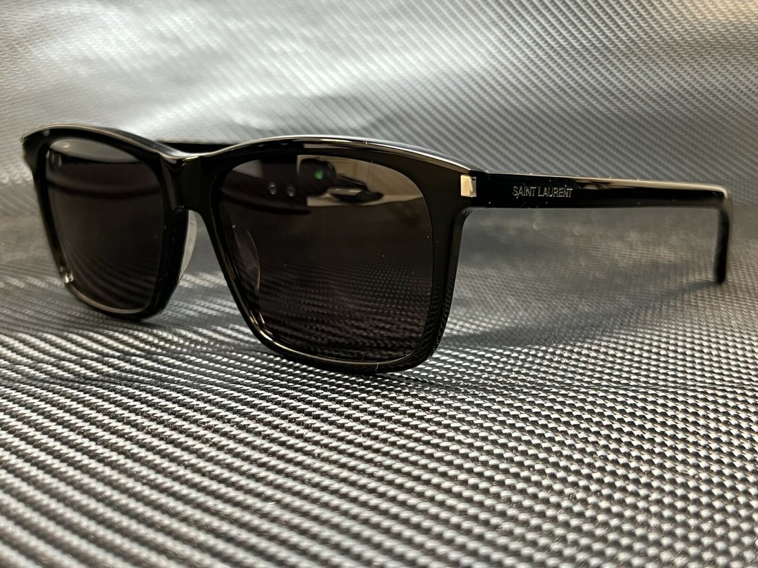SAINT LAURENT Black Square Sunglasses UV400 Anti-Reflective 57mm: SAINT LAURENT Black Square Sunglasses UV400 Anti-Reflective 57mm These SAINT LAURENT SL 339 001 sunglasses feature a classic square style with a black frame made from plastic acetate. The lenses are c