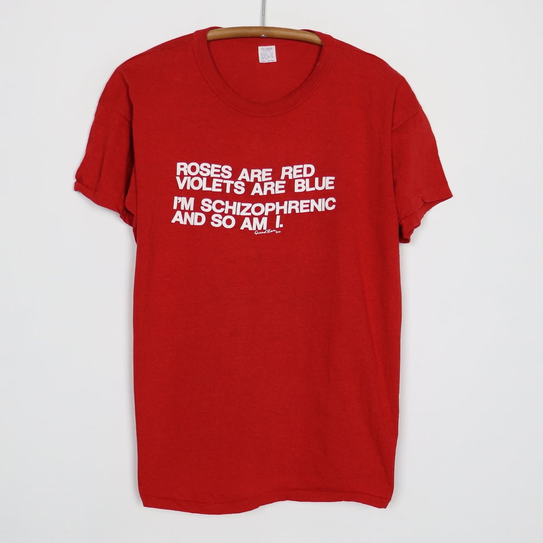 Vintage 1984 Red I'm Schizophrenic And So Am I Shirt Size Extra Large: Vintage 1984 Red I'm Schizophrenic And So Am I Shirt Size Extra Large Original 1984 I'm Schizophrenic And So Am I Shirt. This is a true vintage shirt, not a modern reproduction. Sizes vary so please u