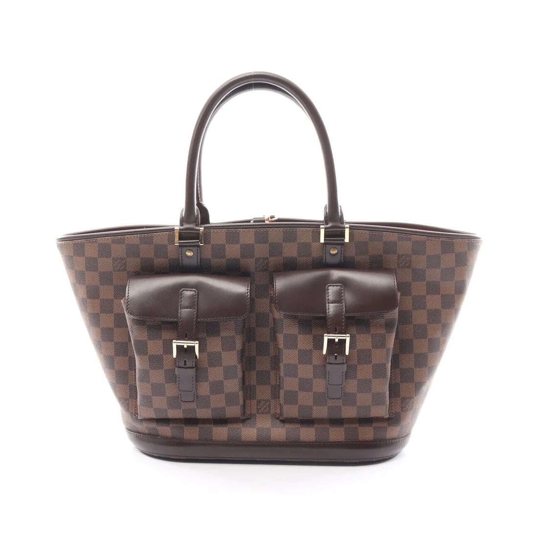 Louis Vuitton Vintage Damier Ebene Tote Brown Coated Canvas 2003: Louis Vuitton Vintage Damier Ebene Tote Brown Coated Canvas 2003 This Louis Vuitton Vintage Damier Ebene Manosque GM Tote is a stylish addition to any wardrobe. Crafted from coated canvas leather, thi