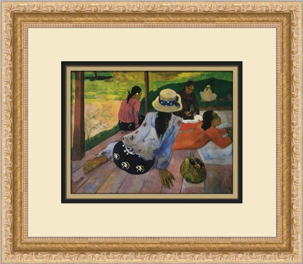 Paul Gauguin The Siesta Custom Framed Print: Paul Gauguin The Siesta Custom Framed Print Size: Medium Region Of Origin: United States Artist: Paul Gauguin Production Technique: Lithography Framing: Matted & Framed Style: Impressionism Item Heigh