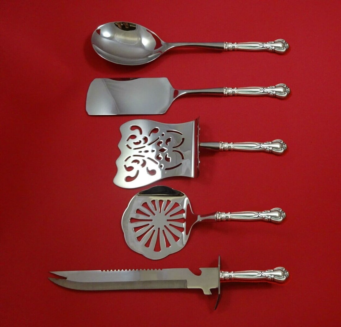 Chantilly by Gorham Sterling Silver Brunch Serving Set 5pc HH w/Stainless Custom: Chantilly by Gorham Sterling Silver Brunch Serving Set 5pc HH w/Stainless Custom Seller Notes: " Excellent condition" Brand: Gorham Pattern: Chantilly Composition: Sterling Silver Type: Hostess Set Ma
