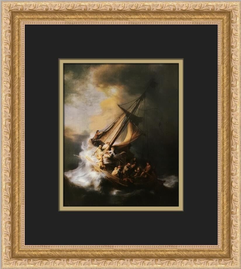 Rembrandt van Rijn Christ in a Storm at Sea Custom Framed Print: Rembrandt van Rijn Christ in a Storm at Sea Custom Framed Print Unit Of Sale: Single Piece Artist: Rembrandt van Rijn Size: Medium Item Length: 12 in Region Of Origin: United States Framing: Matted & 