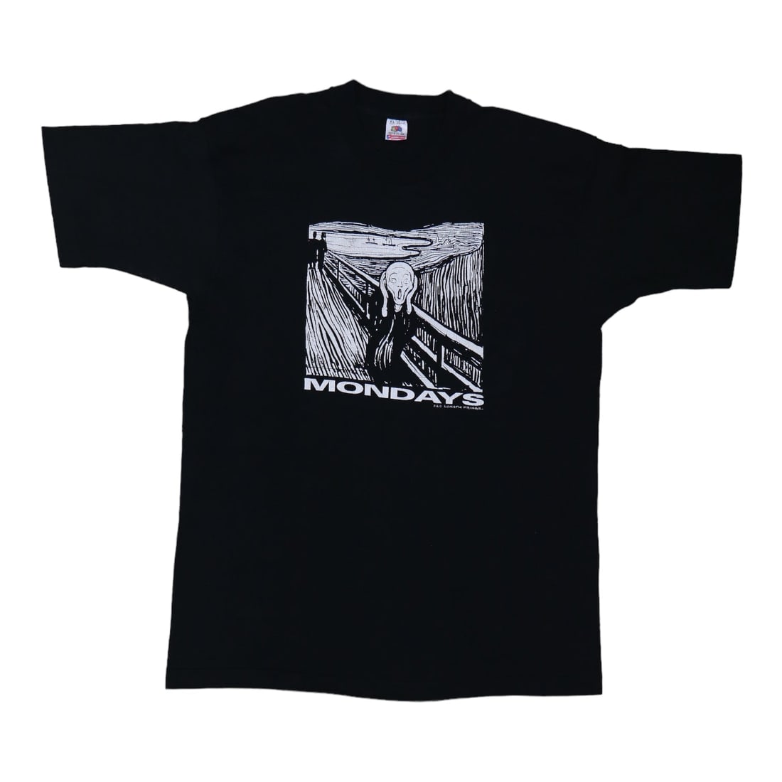 1990s The Scream Edvard Munch Mondays Shirt: 1990s The Scream Edvard Munch Mondays Shirt Original vintage 1990s The Scream Edvard Munch Mondays Shirt. This is a true vintage shirt, not a modern reproduction. Sizes vary so please use measurements