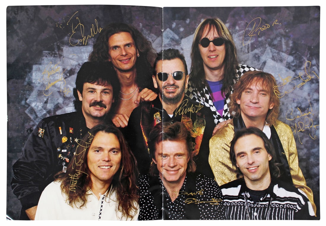 Ringo Starr And His All Starr Band (8) Signed Program JSA #YY52818: Ringo Starr And His All Starr Band (8) Signed Program JSA #YY52818 Original/Reproduction: Original Industry: Music Product Coa: JSA Product Signed By Name: Ringo Starr Joe Walsh Dave Edmunds Timothy B