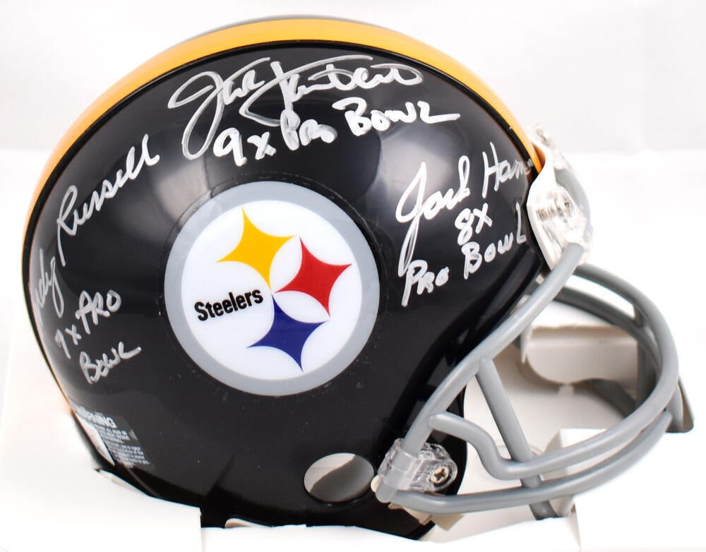 Ham Lambert Russell Autographed Steelers 63-76 Mini Helmet-Beckett W Hologram: Ham Lambert Russell Autographed Steelers 63-76 Mini Helmet-Beckett W Hologram Player: Jack Lambert Jack Ham Andy Russell Sport: Football Product: Helmet Original/Reprint: Original Team: Pittsburgh Ste