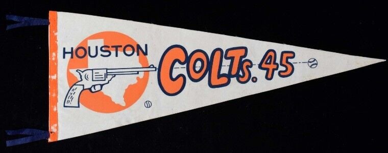 Houston Colt .45s 30x12 Pennant c. 1960s Astros RARE 191789: Houston Colt .45s 30x12 Pennant c. 1960s Astros RARE 191789 Sport: Baseball Team-Baseball: Houston Astros Pre-Owned While the lot images are representative of the item, the size, placement and strengt