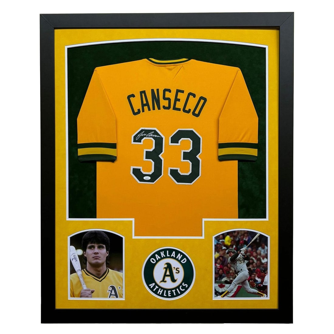 Jose Canseco Signed Oakland Yellow Custom Suede Matte Framed Baseball Jersey: Jose Canseco Signed Oakland Yellow Custom Suede Matte Framed Baseball Jersey Autographed: Yes League: MLB Sport: Baseball Jose Canseco Signed Oakland Yellow Custom Suede Matte Framed Baseball Jersey J