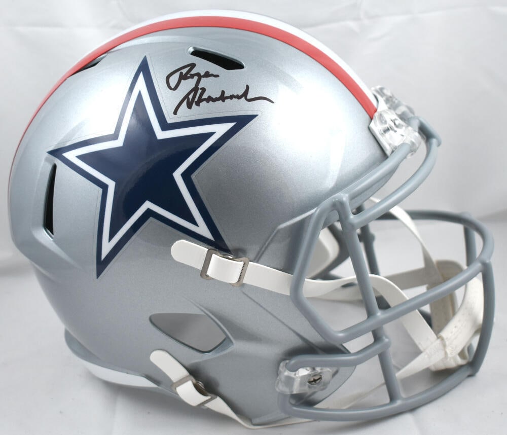 Roger Staubach Autographed Dallas Cowboys F/S 1976 Speed Helmet - Beckett W Holo: Roger Staubach Autographed Dallas Cowboys F/S 1976 Speed Helmet - Beckett W Holo Player: Roger Staubach Sport: Football Product: Helmet Original/Reprint: Original Team: Dallas Cowboys Autograph Authen
