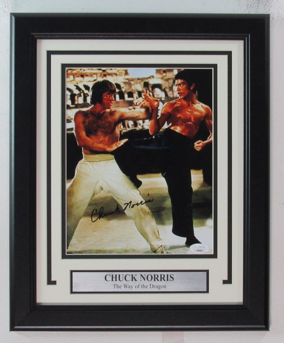 Chuck Norris Autographed/Signed 8X10 Photo Framed JSA 186108: Chuck Norris Autographed/Signed 8X10 Photo Framed JSA 186108 Autograph Authentication: James Spence (JSA) Industry: Movies Original/Reproduction: Original Original/Reprint: Original Product: Photo Sig