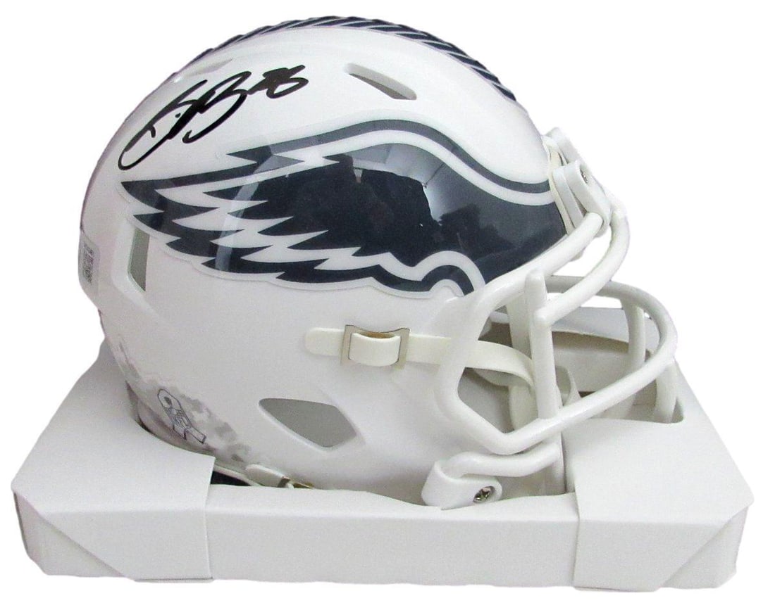 Saquon Barkley Signed Eagles 2024 Salute to Service Mini Helmet Beckett 191834: Saquon Barkley Signed Eagles 2024 Salute to Service Mini Helmet Beckett 191834 Original/Reprint: Original Product: Helmet Sport: Football Signed: YES Pre-Owned While the lot images are representative 