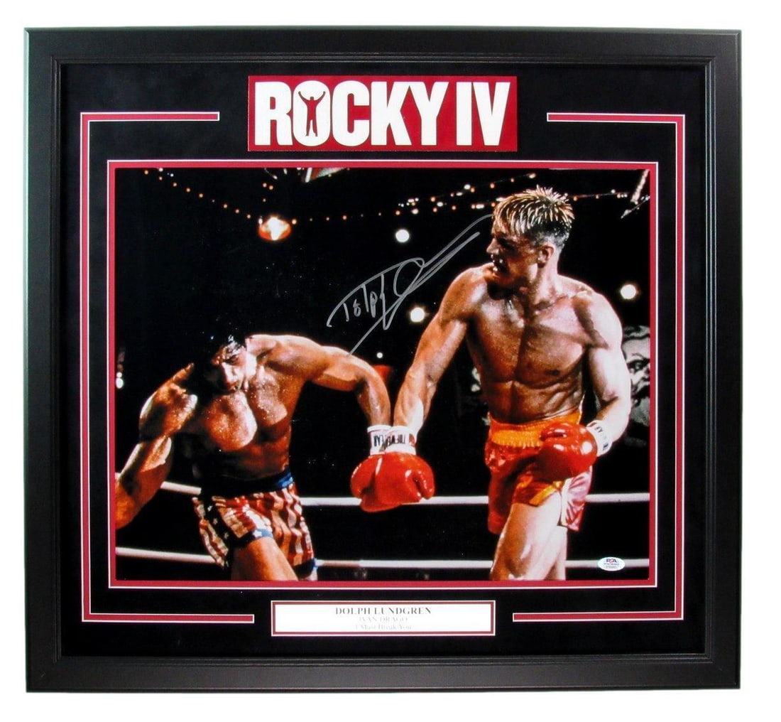 Dolph Lundgren Autographed 16x20 Photo "Rocky IV" Framed PSA/DNA 180911: Dolph Lundgren Autographed 16x20 Photo "Rocky IV" Framed PSA/DNA 180911 Industry: Movies Original/Reproduction: Original Autograph Authentication: PSA/DNA Pre-Owned While the lot images are representa
