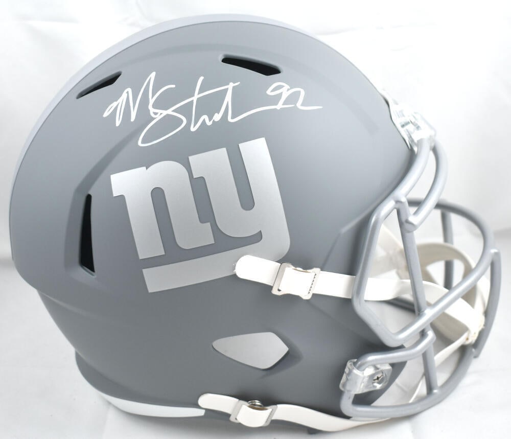Michael Strahan Signed New York Giants F/S Slate Speed Helmet - Beckett W Holo: Michael Strahan Signed New York Giants F/S Slate Speed Helmet - Beckett W Holo Player: Michael Strahan Product: Helmet Original/Reprint: Original Team: New York Giants Autograph Authentication: Becket