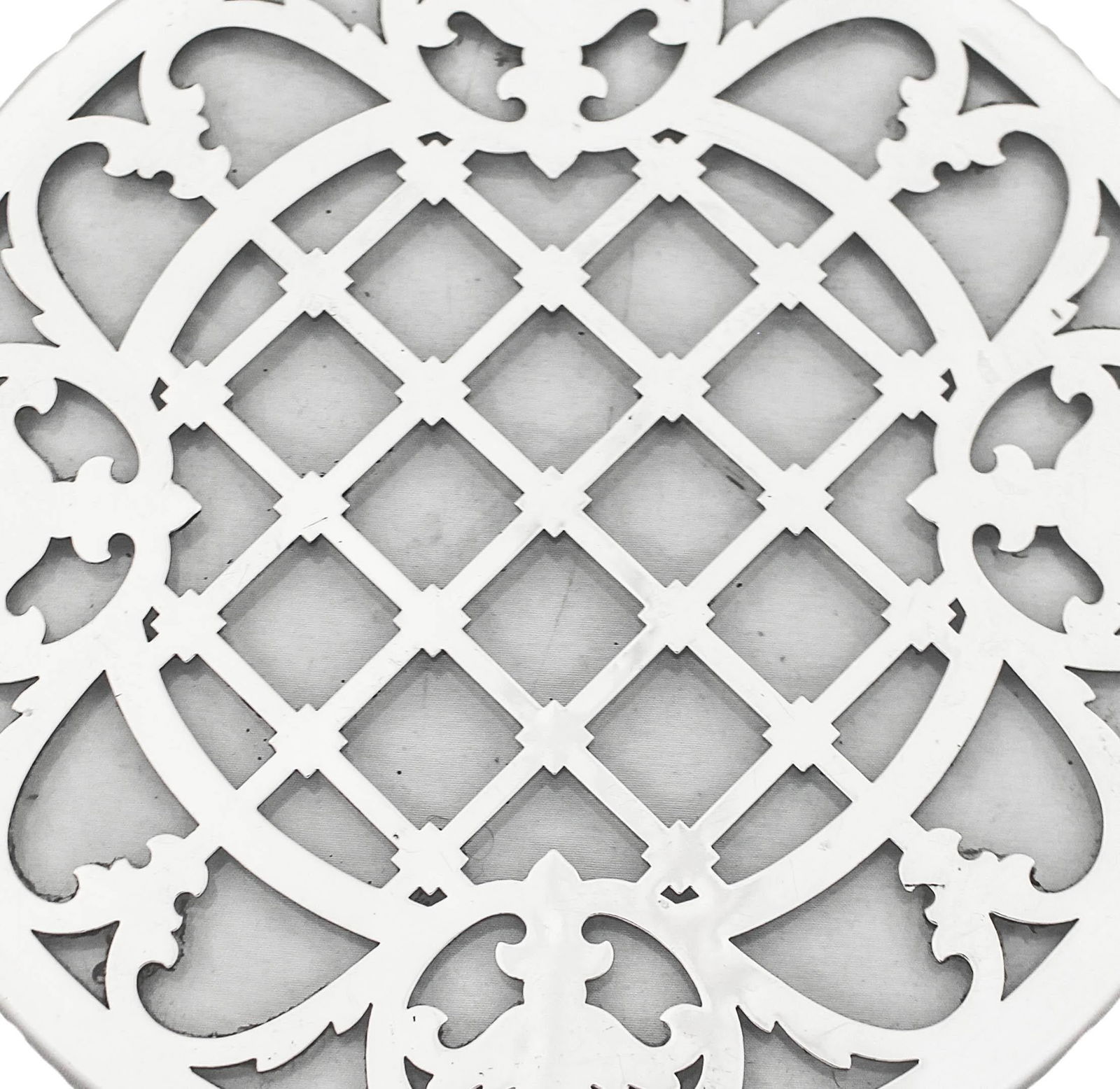 Set of Three Sterling Silver Trivets: Set of Three Sterling Silver Trivets Creator: Webster & Company (Manufacturer) Dimensions: Height: 0.5 in (1.27 cm)Diameter: 7 in (17.78 cm) Sold As: Set of 3 Materials and Techniques: Glass Sterling