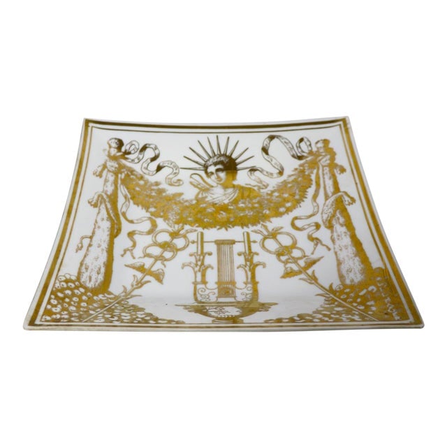 Lechager Platter Classical Design After Fornasetti: Lechager Platter Classical Design After Fornasetti Good original clean shows minor roughness at corners Dimensions: 13.75"W x 13.75"D x 1.75"H Styles: Italian Mid-Century Modern Neoclassical Revival S