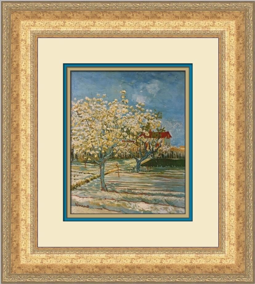 Vincent Van Gogh Orchard in Blossom Custom Framed Print: Vincent Van Gogh Orchard in Blossom Custom Framed Print Unit Of Sale: Single Piece Artist: Vincent van Gogh Size: Medium Item Length: 16 in Region Of Origin: United States Framing: Matted & Framed Per