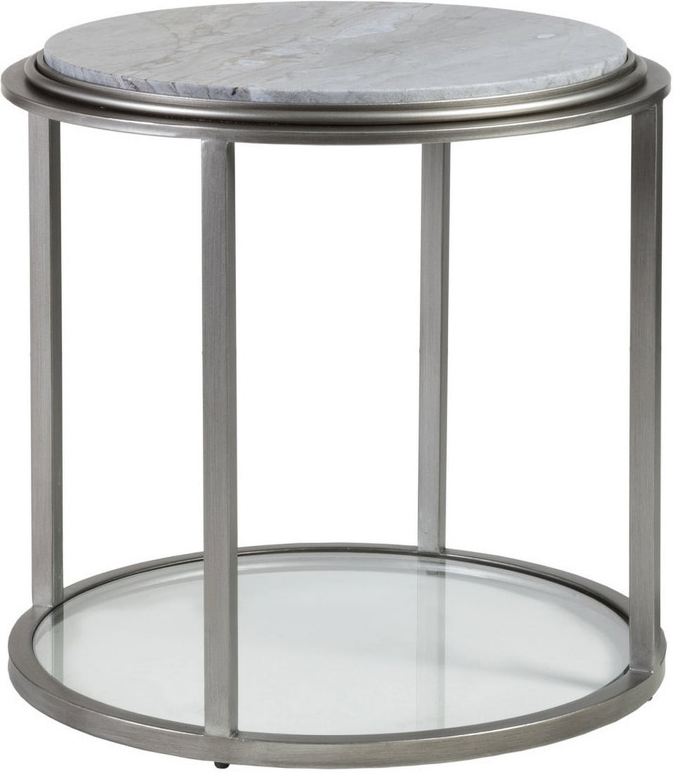 Signature Designs Silver Leaf Treville Round End Table: Signature Designs Silver Leaf Treville Round End Table The Blue Forest Marble top features bold figuring and a range of color, pairing beautifully with the simple transitional iron base frame with a s
