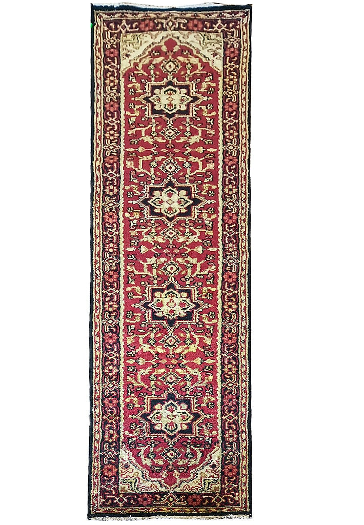 2'5 x 12 Heriz Serapi Runner HANDMADE WOOL: 2'5 x 12 Heriz Serapi Runner HANDMADE WOOL Free continental US Shipping Size in Feet: Width: 2'5 x Length: 12 Size in Inches: Width: 29 in x Length: 144 in Rug Type: Area Rug Colors: Coral Black Blue 