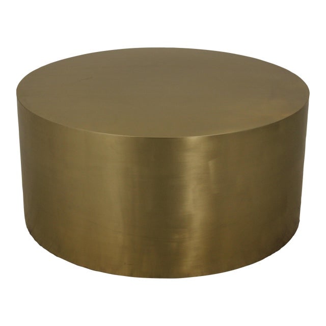 Mid Century Modern Design Drum Brass Coffee Table: Mid Century Modern Design Drum Brass Coffee Table Excellent Original Condition Scuff On Top Dimensions: 36"W x 37"D x 17"H Styles: Mid-Century Modern Table Shape: Other (unique shapes) Period: 1990s C