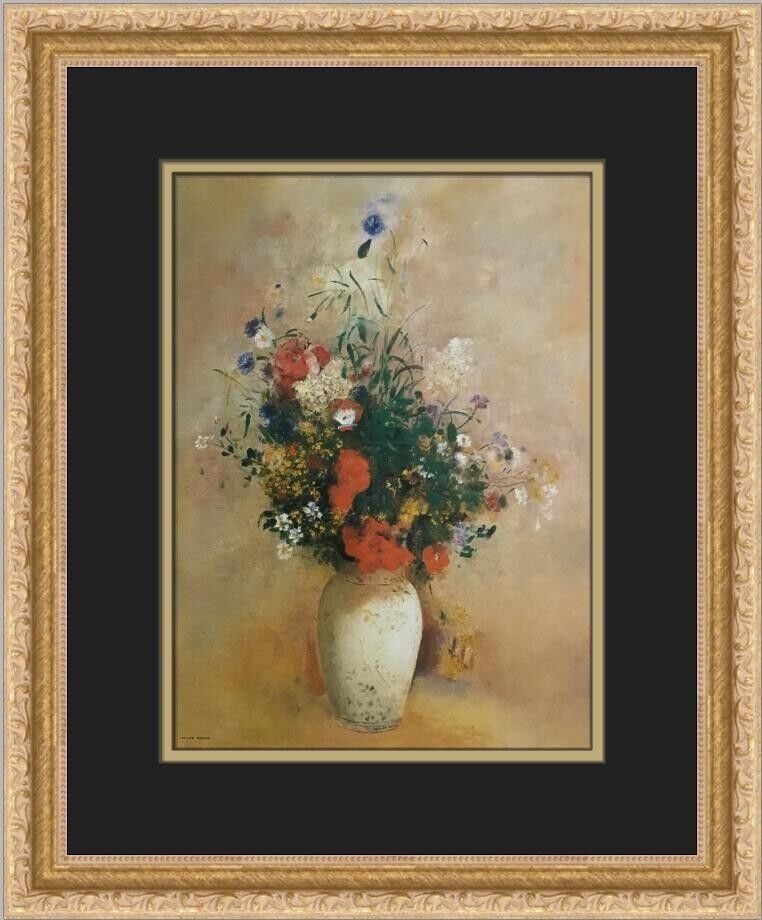 Odilon Redon Flowers in a Chinese Vase Custom Framed Print: Odilon Redon Flowers in a Chinese Vase Custom Framed Print Unit Of Sale: Single Piece Artist: Odilon Redon Size: Medium Item Length: 14 in Region Of Origin: United States Framing: Matted & Framed Pers