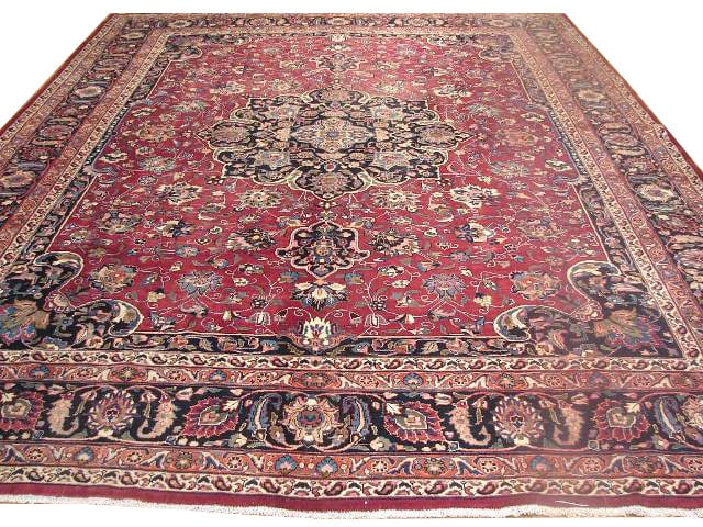 10 x 13 Burgundy Persian Mashad Quality Rug: 10 x 13 Burgundy Persian Mashad Quality Rug Free continental US Shipping Size in Feet: Width: 10 x Length: 13 Size in Inches: Width: 120 in x Length: 156 in Rug Type: Area Rug Colors: Burgundy Blue iv
