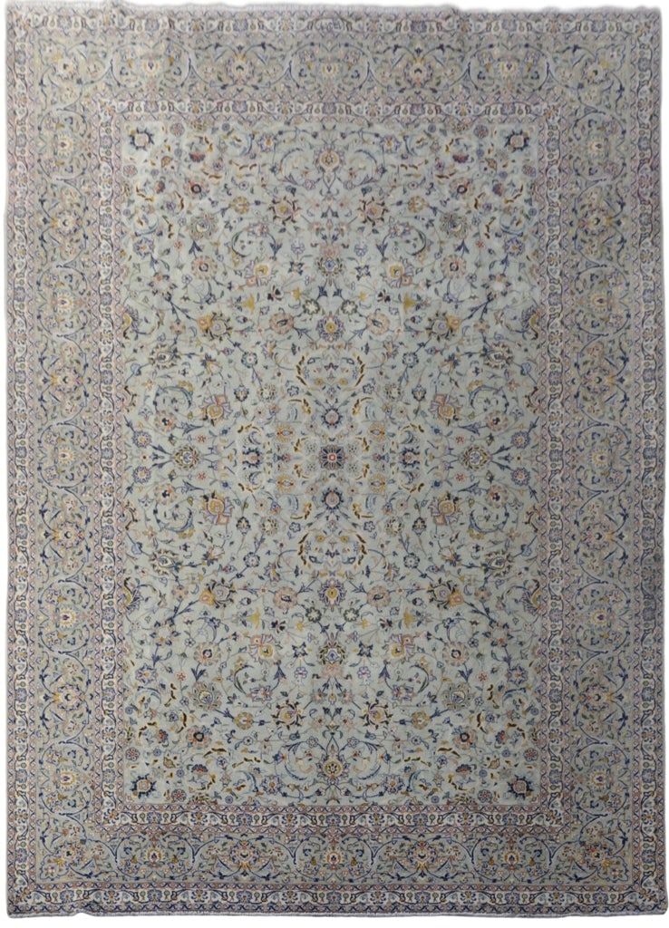 9'8 x 13'4 Handmade Persian Signed Kashan Rug Light Green: 9'8 x 13'4 Handmade Persian Signed Kashan Rug Light Green Free continental US Shipping Size in Feet: Width: 9'8 x Length: 13'4 Size in Inches: Width: 116 in x Length: 160 in Colors: Light Green Weave: