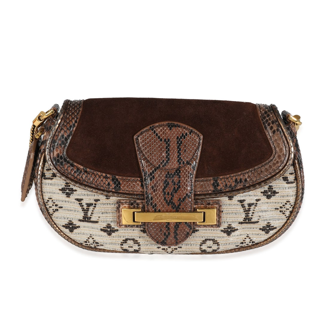 Louis Vuitton Bronze Python Marron Monogram Empire Levant: Louis Vuitton Bronze Python Marron Monogram Empire Levant Dimensions: 10 x 6.5 x 1.7 Handbag Accessories: Dustbag Bag Width: 10 in Bag Depth: 1.7 in Bag Height: 6.5 in Style: Shoulder Bag Material: Ex