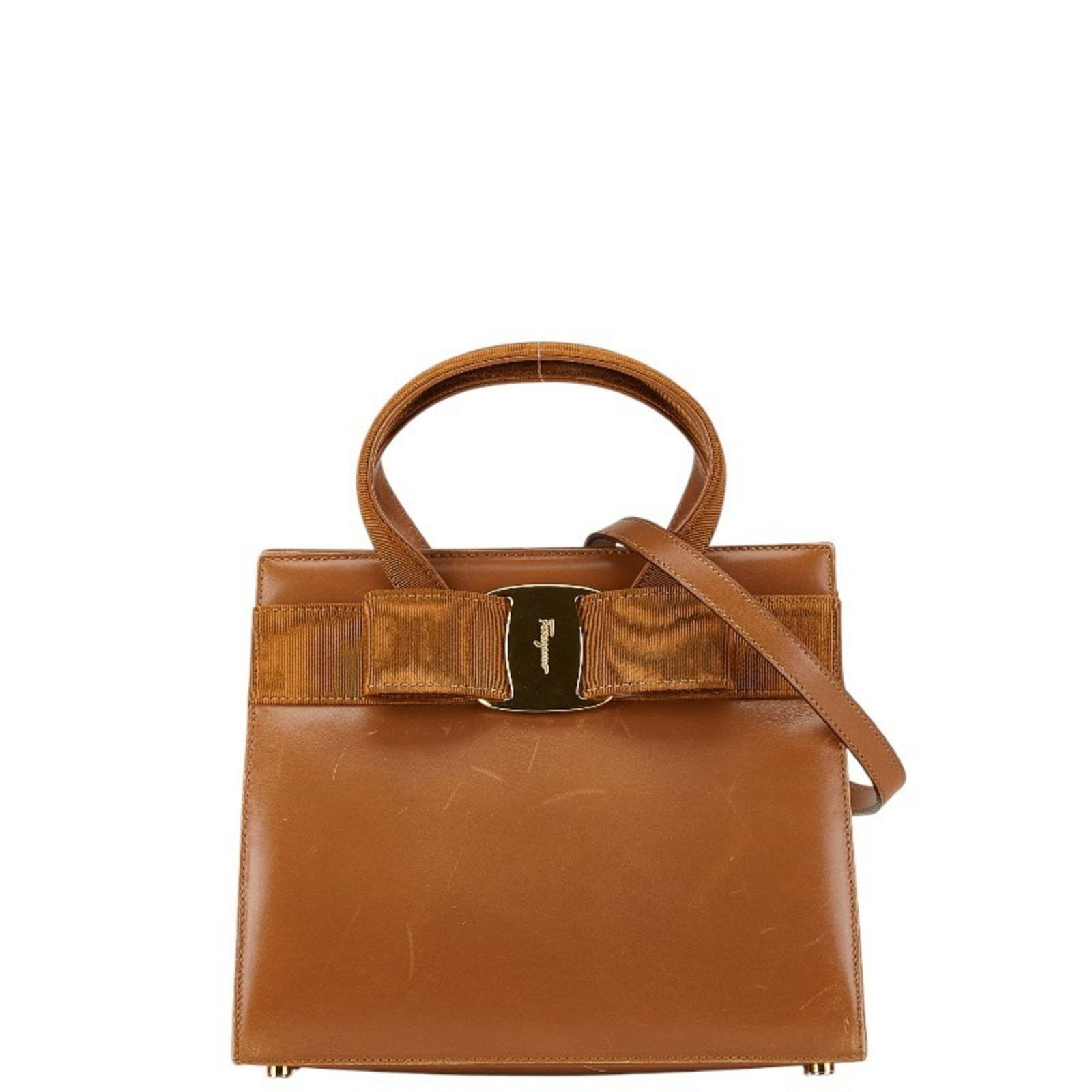 Salvatore Ferragamo Vara Ribbon Handbag Shoulder Bag Brown Leather Women's: Salvatore Ferragamo Vara Ribbon Handbag Shoulder Bag Brown Leather Women's Brand: Salvatore Ferragamo Type: Handbag Shoulder bag Material: Leather Leather: Color: Brown Gender: Women Size (HxWxD): 20c