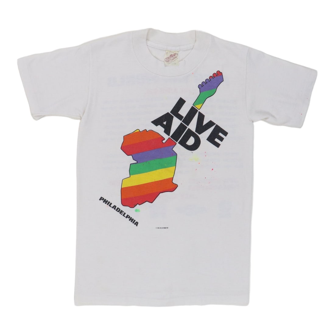 1985 Live Aid Philadelphia Concert Shirt: 1985 Live Aid Philadelphia Concert Shirt Original vintage 1985 Live Aid Philadelphia Concert Shirt. This is a true vintage shirt, not a modern reproduction. Sizes vary so please use measurements for b