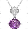 Cushion Cut Amethyst 8x8mm & Diamond 1/10ctw Pendant With Chain Set In 14k White Gold: Cushion Cut Amethyst 8x8mm & Diamond 1/10ctw Pendant With Chain Set In 14k White Gold Cushion Cut Amethyst & Diamond 1/10ctw Pendant With Chain Set In 14k White Gold Cushion Cut Amethyst & Diamond 1/1