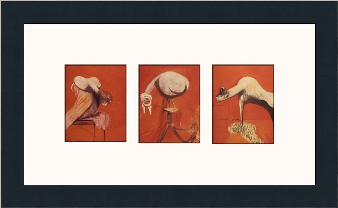 Francis Bacon Three Studies for Figures Base of Crucifixion Custom Framed Print: Francis Bacon Three Studies for Figures Base of Crucifixion Custom Framed Print Unit Of Sale: Single-Piece Work Artist: Francis Bacon Size: Medium (up to 36in.) Item Length: 17 in Region Of Origin: Un