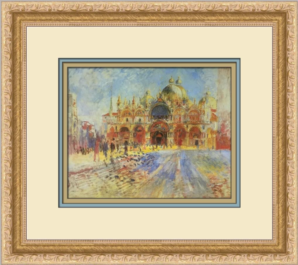 Pierre-Aguste Renoir St Marks's Square Venice Custom Framed Print: Pierre-Aguste Renoir St Marks's Square Venice Custom Framed Print Size: Medium Region Of Origin: usa Artist: Pierre-Auguste Renoir Production Technique: Offset Lithograph Framing: Matted & Framed Styl