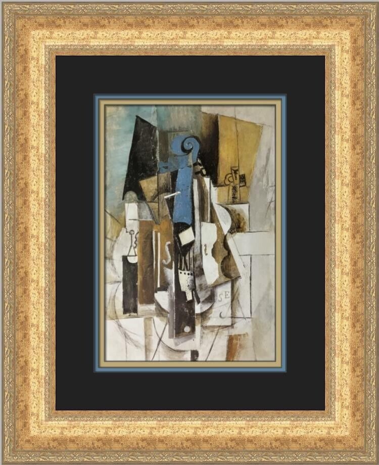 Pablo Picasso Violin at a Cafe Custom Framed Print: Pablo Picasso Violin at a Cafe Custom Framed Print Unit Of Sale: Single Piece Artist: Pablo Picasso Size: Medium Item Length: 16 in Region Of Origin: United States Framing: Matted & Framed Personalize