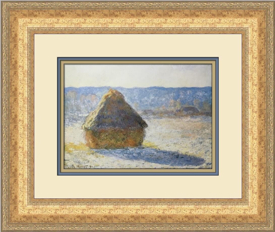 Claude Monet Haystack in Winter Custom Framed Print: Claude Monet Haystack in Winter Custom Framed Print Unit Of Sale: Single Piece Artist: Claude Monet Size: Medium Item Length: 19 in Region Of Origin: United States Framing: Matted & Framed Personalize