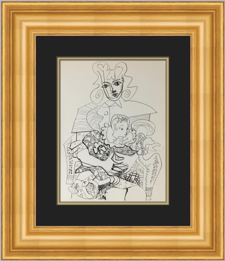 Pablo Picasso Inez and Children Custom Framed Print: Pablo Picasso Inez and Children Custom Framed Print Size: Medium Region Of Origin: United States Artist: Pablo Picasso Production Technique: Offset Lithograph Framing: Matted & Framed Style: Abstract 