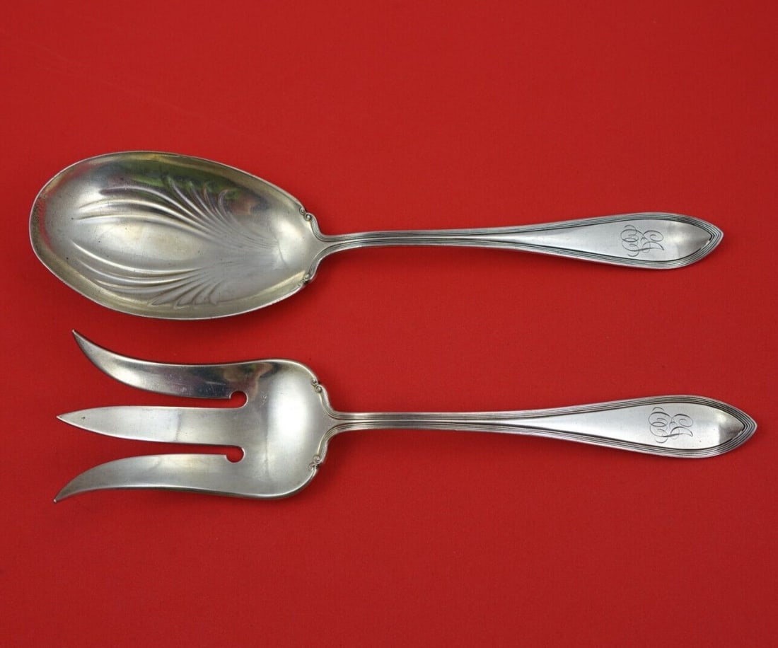 Pilgrim by Frank Smith Sterling Silver Salad Serving Set 2pc Orig FH AS 8 1/2": Pilgrim by Frank Smith Sterling Silver Salad Serving Set 2pc Orig FH AS 8 1/2" Seller Notes: " Excellent condition" Brand: Frank Smith Pattern: Pilgrim Composition: Sterling Silver Type: Salad Servers