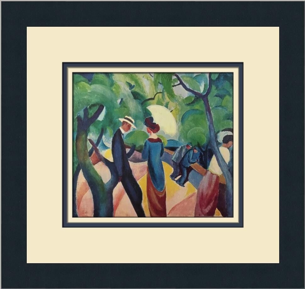 August Macke Walking on the Bridge Custom Framed Print: August Macke Walking on the Bridge Custom Framed Print Unit Of Sale: Single-Piece Work Artist: August Macke Size: Medium (up to 36in.) Item Length: 13 in Region Of Origin: United States Framing: Matte