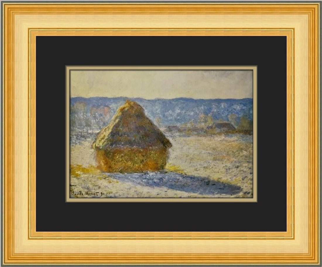Claude Monet Haystack in Winter Custom Framed Print: Claude Monet Haystack in Winter Custom Framed Print Unit Of Sale: Single Piece Artist: Claude Monet Size: Medium Item Length: 19 in Region Of Origin: United States Framing: Matted & Framed Personalize