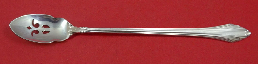 French Regency by Wallace Sterling Silver Olive Spoon Pierced Long 7 3/8" Custom: French Regency by Wallace Sterling Silver Olive Spoon Pierced Long 7 3/8" Custom Pattern: French Regency Brand: Wallace Type: Serving Spoon Age: Post-1940 Composition: Sterling Silver Maker: Wallace F