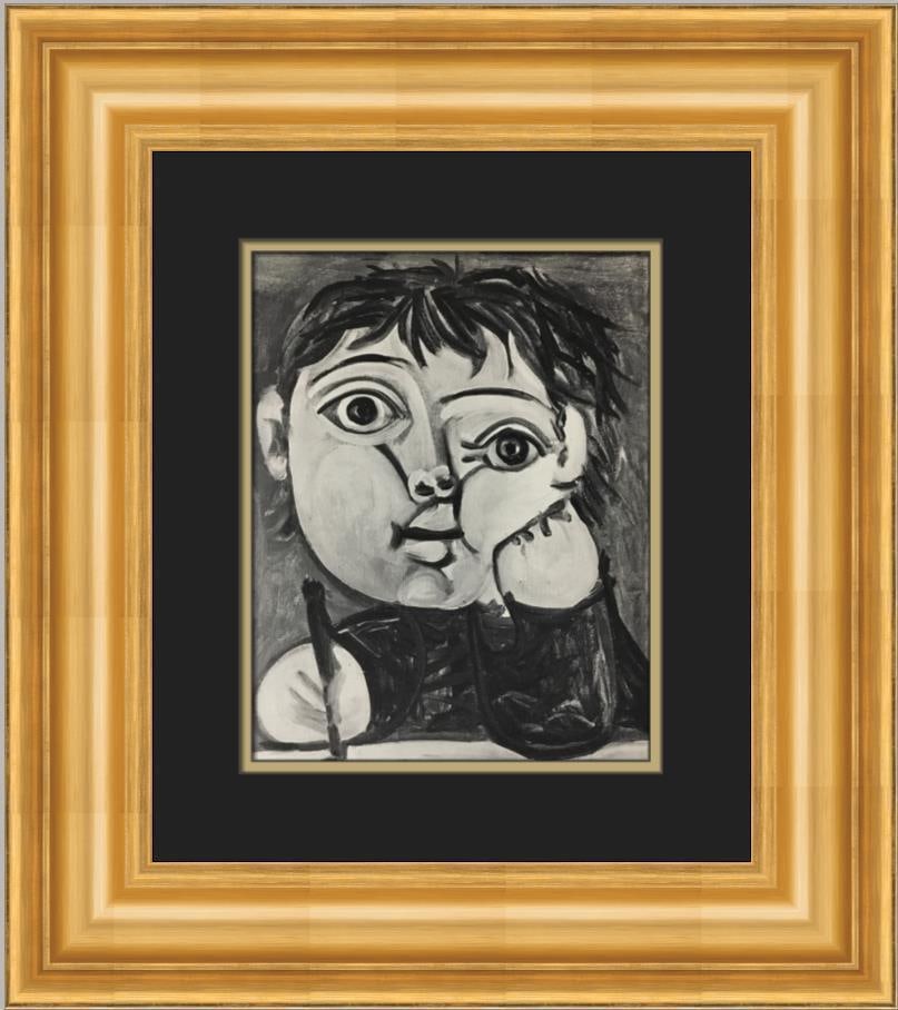 Pablo Picasso Claude in Blue Custom Framed Print: Pablo Picasso Claude in Blue Custom Framed Print Size: Medium Region Of Origin: United States Artist: Pablo Picasso Production Technique: Offset Lithograph Framing: Matted & Framed Style: Abstract Cub