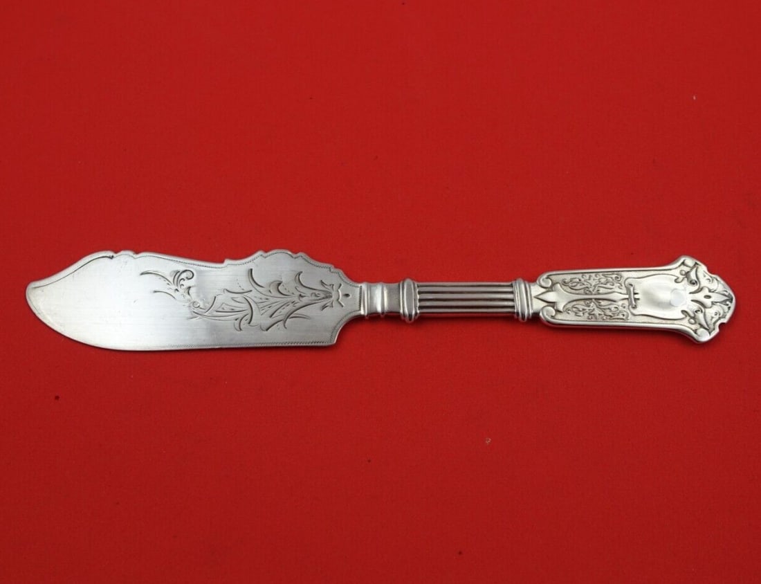 Arabesque by George Sharp Sterling Silver Master Butter FH Bright-Cut 7 1/8": Arabesque by George Sharp Sterling Silver Master Butter FH Bright-Cut 7 1/8" Seller Notes: " Excellent condition" Brand: George Sharp Pattern: Arabesque Composition: Sterling Silver Type: Knife Maker: