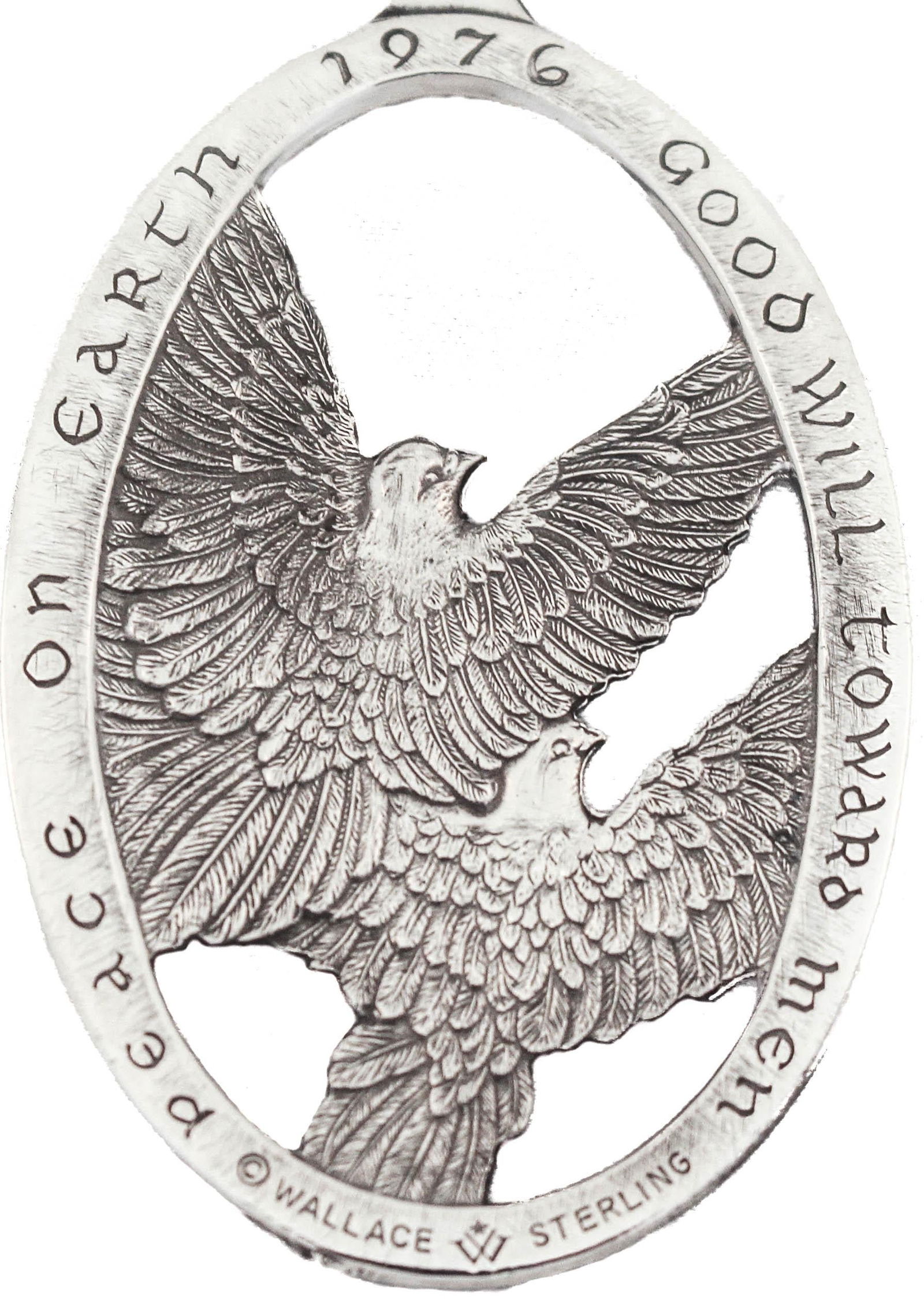 Sterling Silver Christmas Ornament: Sterling Silver Christmas Ornament Creator: Wallace Silversmiths (Manufacturer) Dimensions: Height: 2.5 in (6.35 cm)Width: 2 in (5.08 cm)Depth: 0.4 in (1.02 cm) Materials and Techniques: Sterling Silv