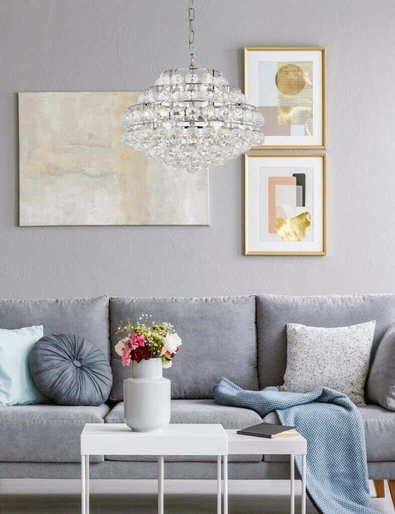 Chandelier Pendant Chrome Dining Room Foyer Crystal Ball Ceiling 5 Light Fixture: Chandelier Pendant Chrome Dining Room Foyer Crystal Ball Ceiling 5 Light Fixture Light Color: Clear Clear White Warm White White Power Source: Hardwired Item Length: 18 in Control Style: Wall Switch S