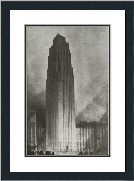 Hugh Ferriss - David Scott Building Custom Gallery Framed Print: Hugh Ferriss - David Scott Building Custom Gallery Framed Print Features: Framed Matted Region Of Origin: united states Item Width: 14 in Title: David Scott Building Production Technique: Lithography