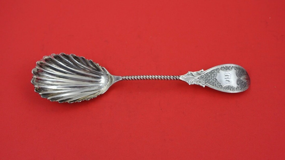 James Watt Coin Silver Berry Spoon coin shell bowl similar to Belmont 8 7/8": James Watt Coin Silver Berry Spoon coin shell bowl similar to Belmont 8 7/8" Seller Notes: " Excellent condition" Brand: James Watt Pattern: Coin Silver Type: Spoon Composition: Coin Silver Maker: Jam
